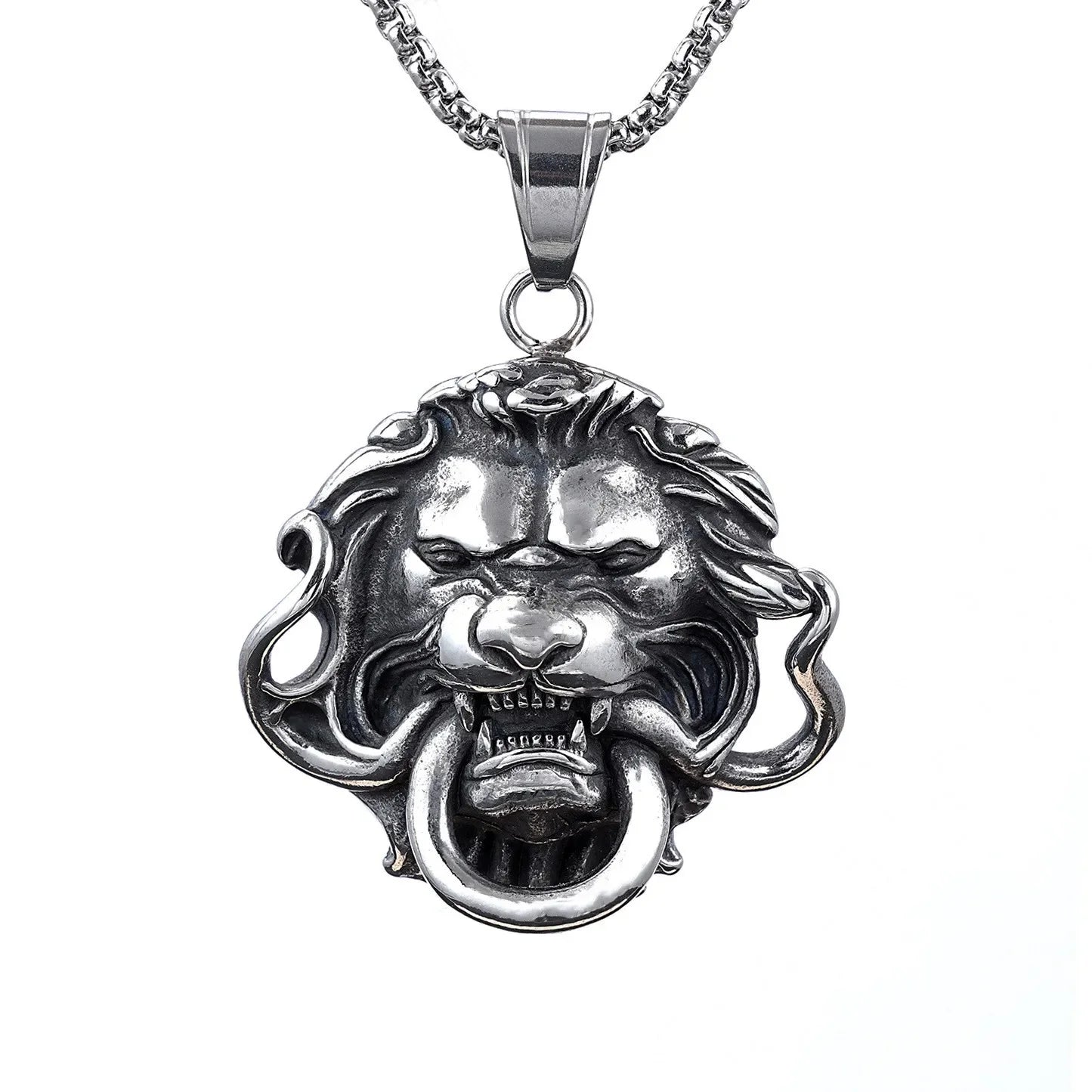 Vintage Terror Lion Head Pendant — Stainless Steel