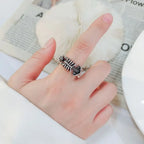 Retro Punk Skull Design Ring For Men Adjustable Personality Gothic Style Fashion Metal Bone Shape Ring Jewelry