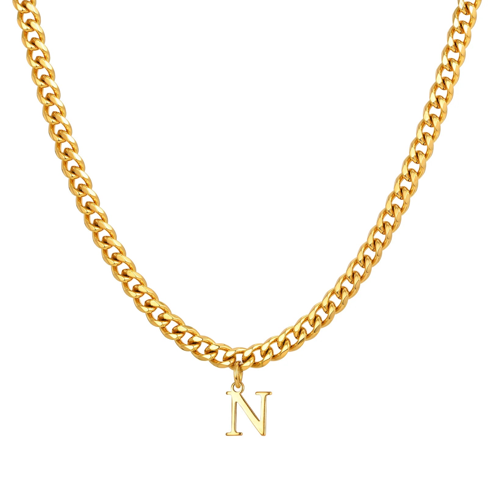 Vnox Men's Thick 5mm Wide Chain 26 Letters Pendant Necklace Punk Hip Hop Gold Color Jewelry On Neck Boys Cool Wear