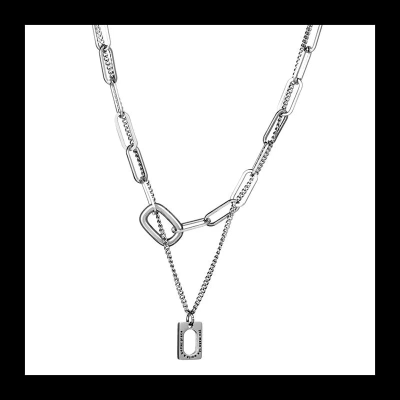 Double Layer Stacked Necklace — Stainless