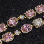 Two-Tone Iced Out Chain Necklace Opal Pink CZ
