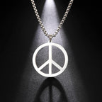 VASSAGO Hippie Style Peace Sign Necklace Peace Symbol Jewelry Stainless Steel 1960s Party Accessory Necklace for Men