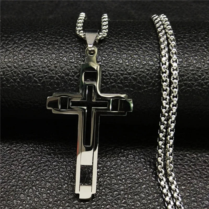 Cross Steel Pendant Hollow Religion