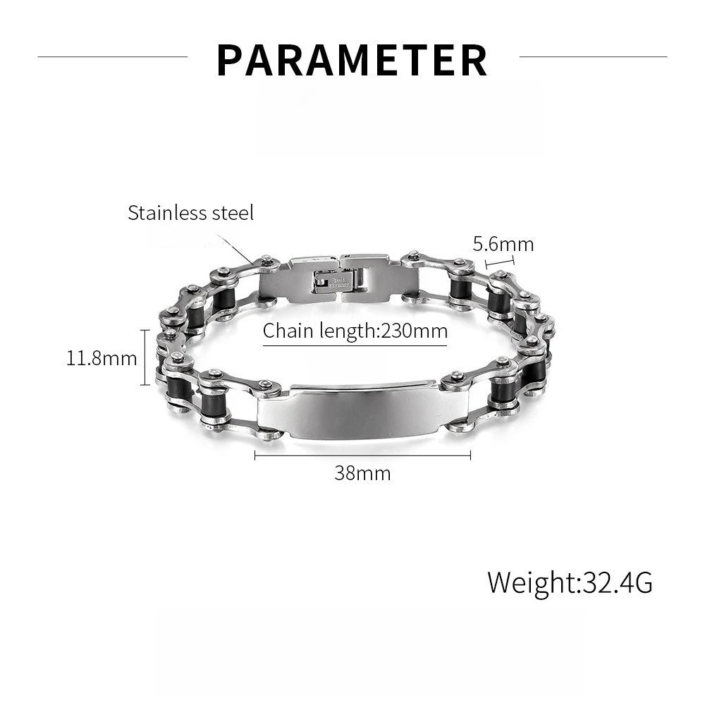 Chunky Men Bracelet,Thick Stainless Steel Strap Chain Link Wristband,Punk Male Jewelry Gift