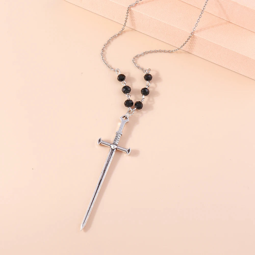 Gothic Skull Love Heart Necklace for Women Men Religious Crucifix Necklaces Punk Jewelry Gifts