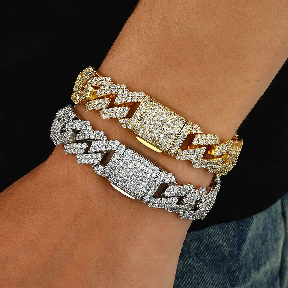 Iced Out Cuban Chain Necklace Stainless Steel 15MM