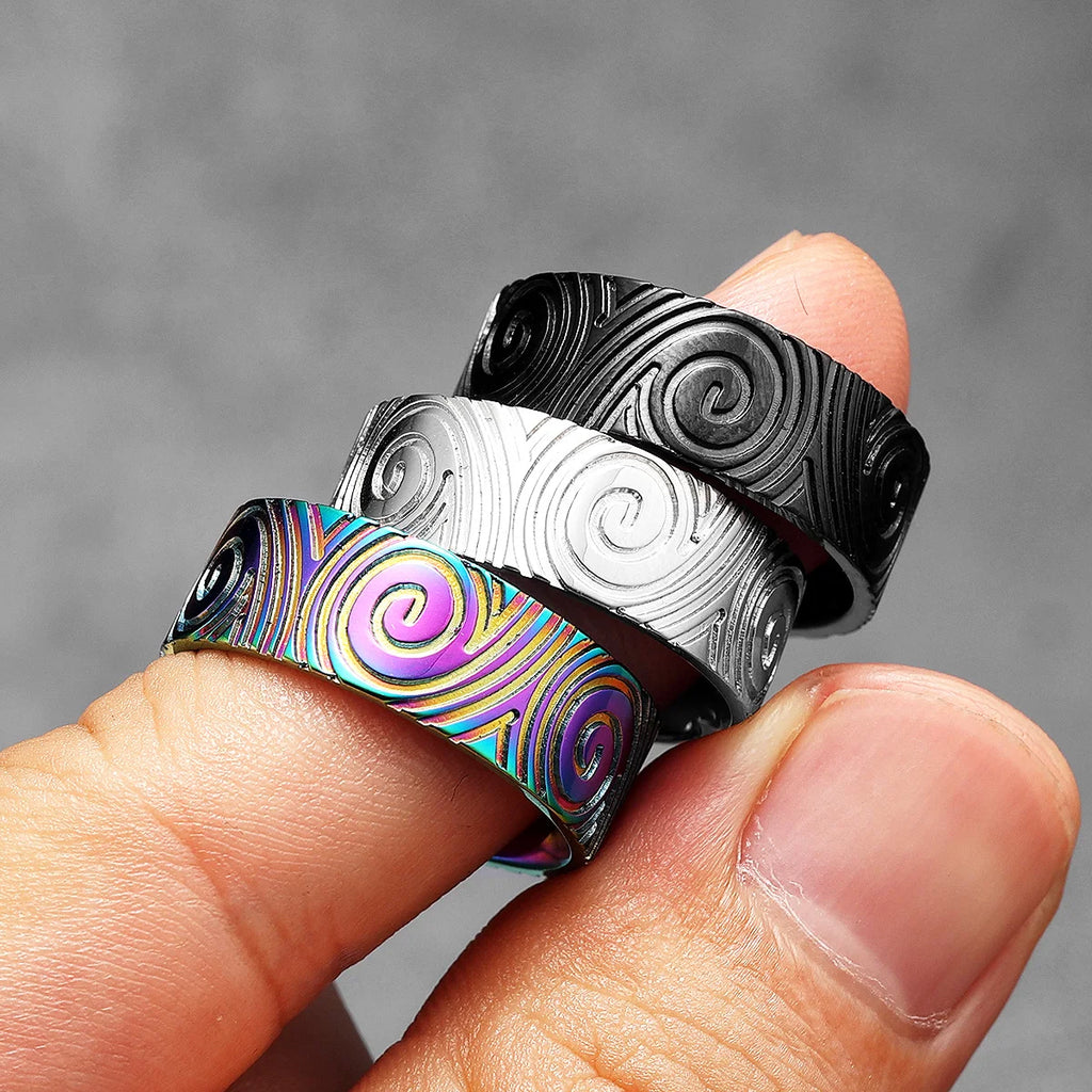 Fingerprint Swirl Ring — Stainless Steel