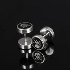 Edgy Gothic Skull Screw Back Stud Earrings Stainless Steel Non Tarnish Unisex Statement Jewelry