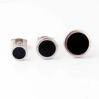 Round Stud Earrings 3 Pairs Set 6mm 8mm 10mm — Stainless Steel