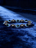 Hematite Stone Bracelet Handmade Woven with Gold color Spacers Cylinder Beads Leather for Energy Protection Reiki Charm Jewelry