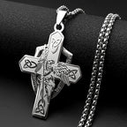 Archangel St.Michael Protect Us Shield Celtic Knot Cross Pendant Necklace Stainless Steel Saint Michael Amulet Chain