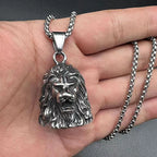 Gothic Lion Head Bell Pendant — Stainless Steel