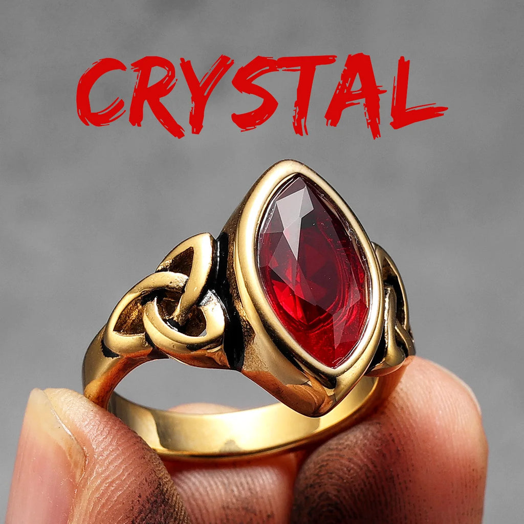 Celtic Knot Gemstone Ring — Stainless Steel