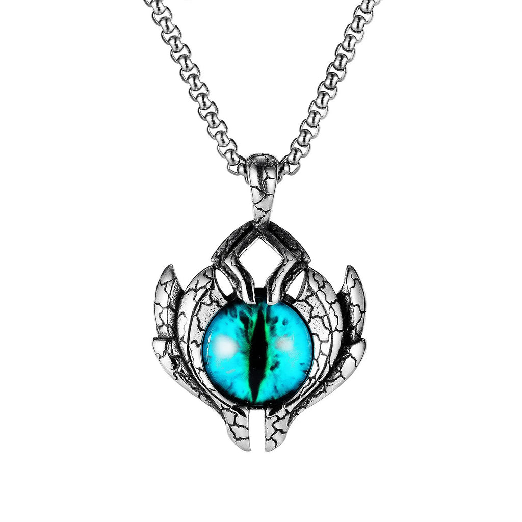 Stainless Steel Evil Eye Skull Pendant Necklace