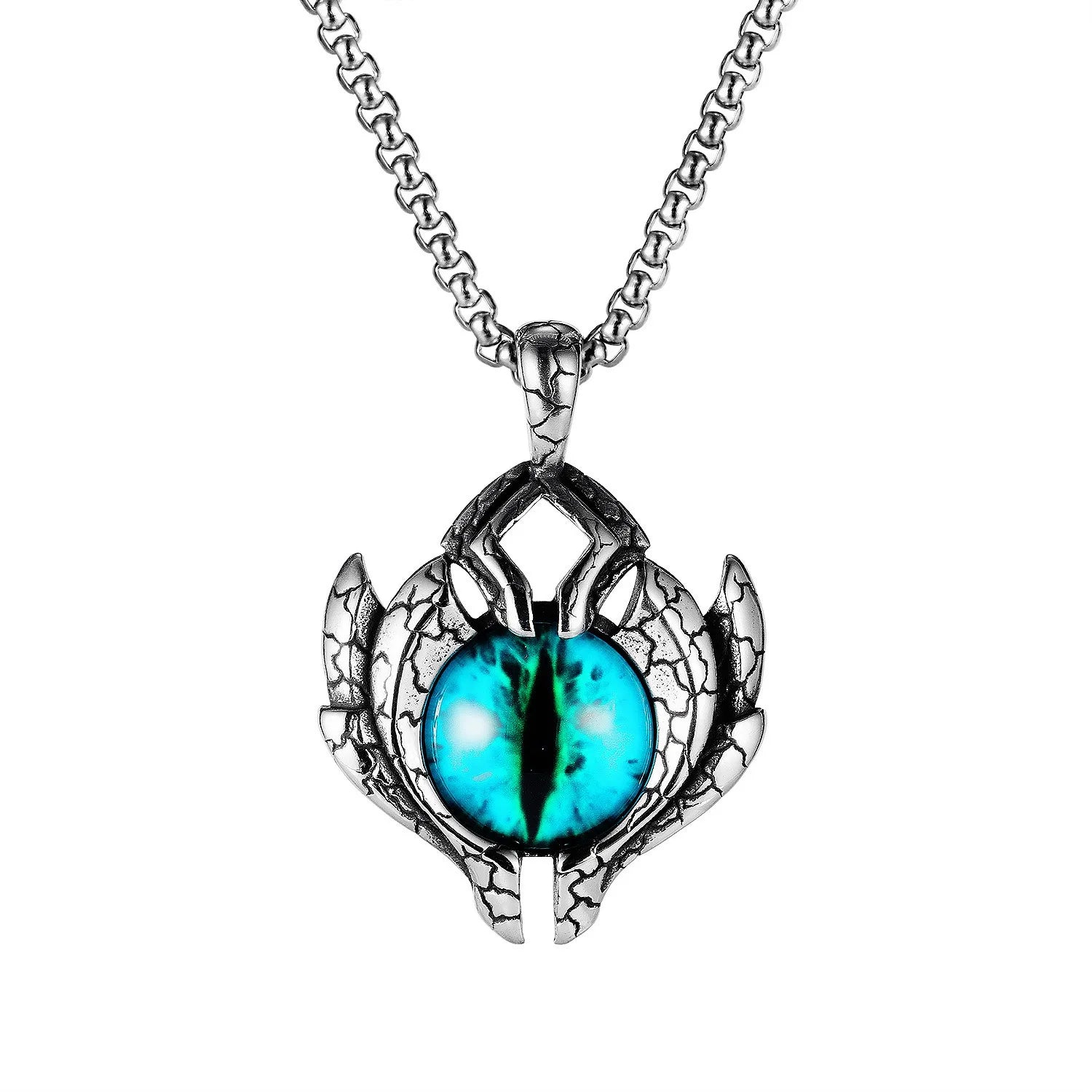Stainless Steel Evil Eye Skull Pendant Necklace