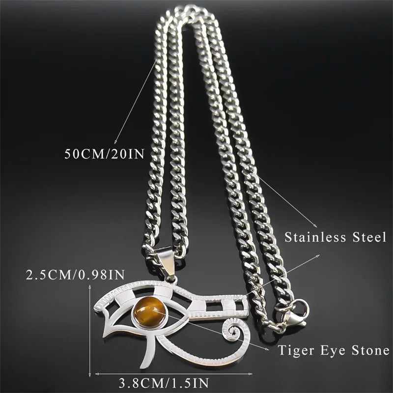 Horus Eye Steel Pendant Tiger Vintage Egyptian
