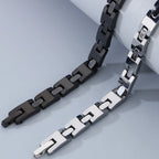Never Scratched Tungsten Steel Men's Bracelets Black Silver Color 6MM Width H Style Link Chain Bracelet for Man Women