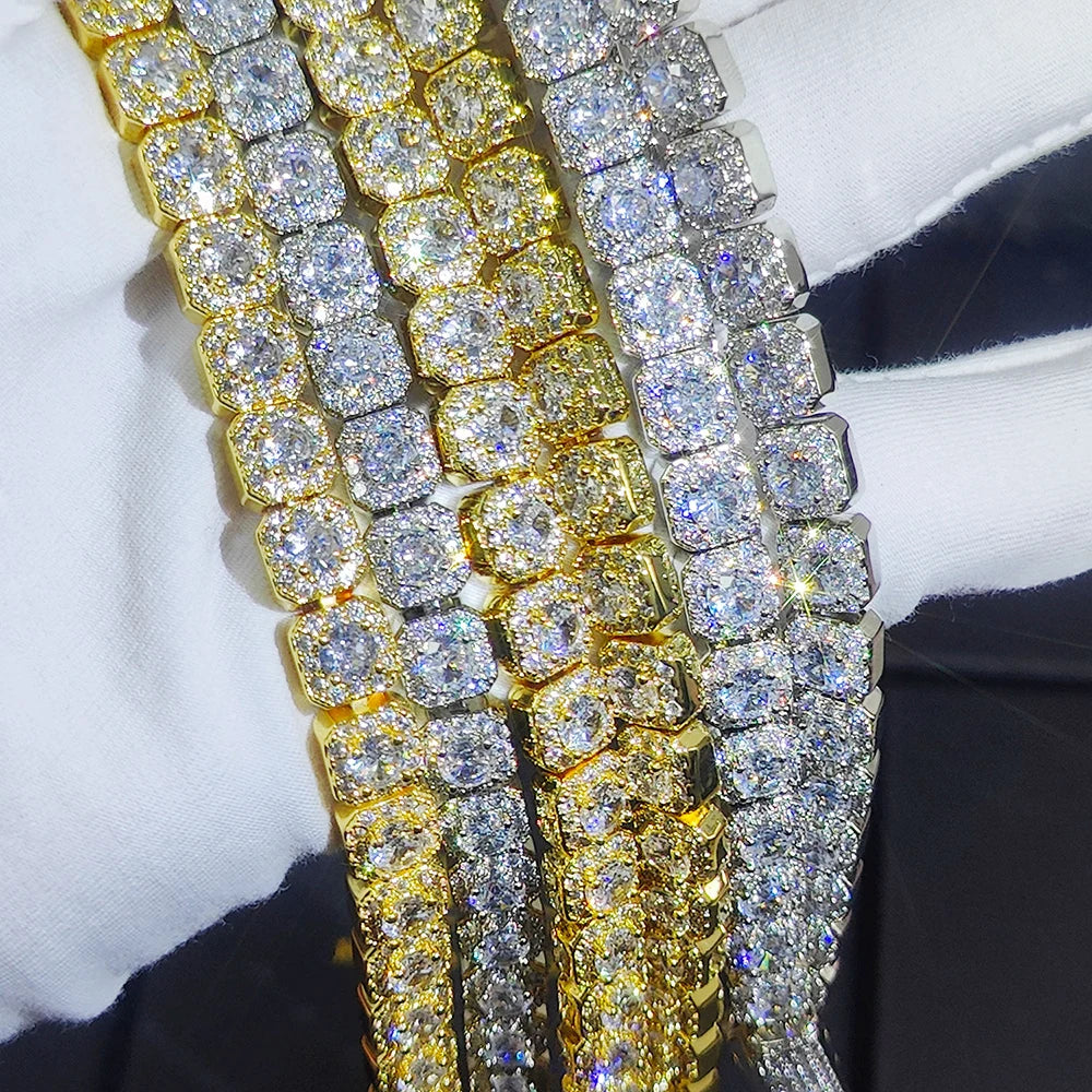 Gold Tennis Bracelet Iced Out 7MM Cluster