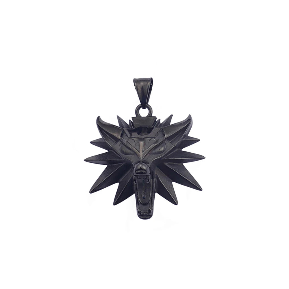 Vintage Punk Wolf Head Pendant Necklace For Men Boys Hip Hop Biker Jewelry Geralt of Rivia Slavic Viking Necklaces