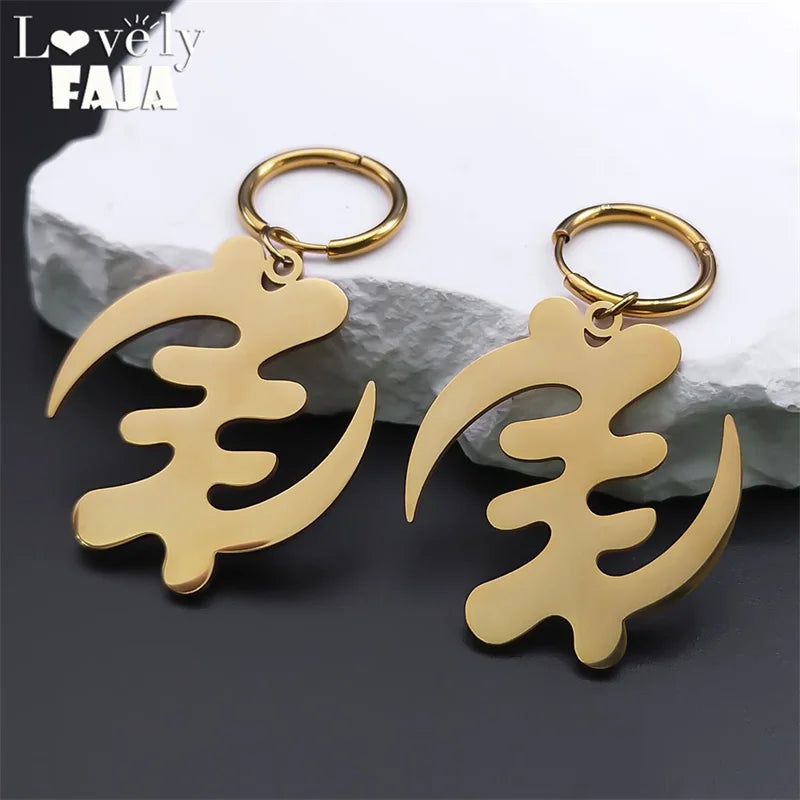 Africa Symbol Hoop Earrings — Stainless Steel