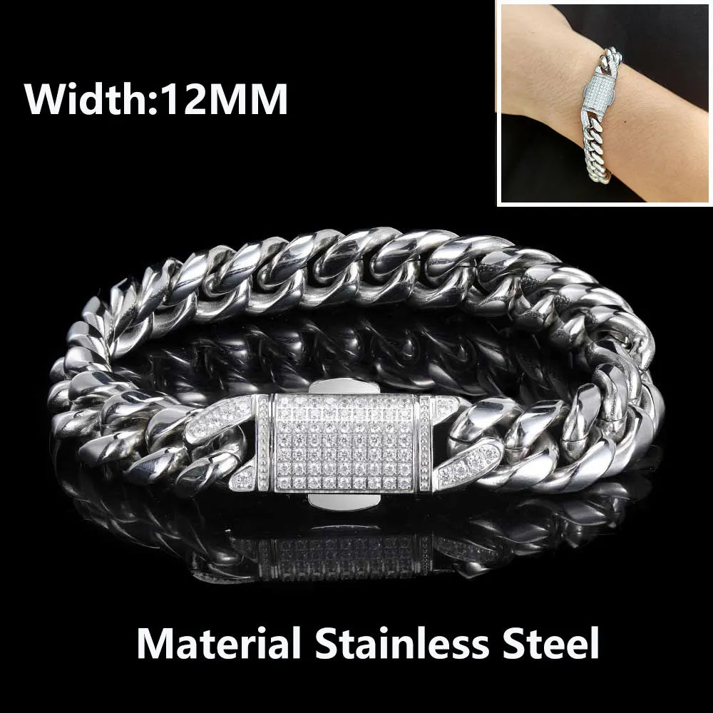 Black Cuban Bracelet Stainless Steel 12MM PVD