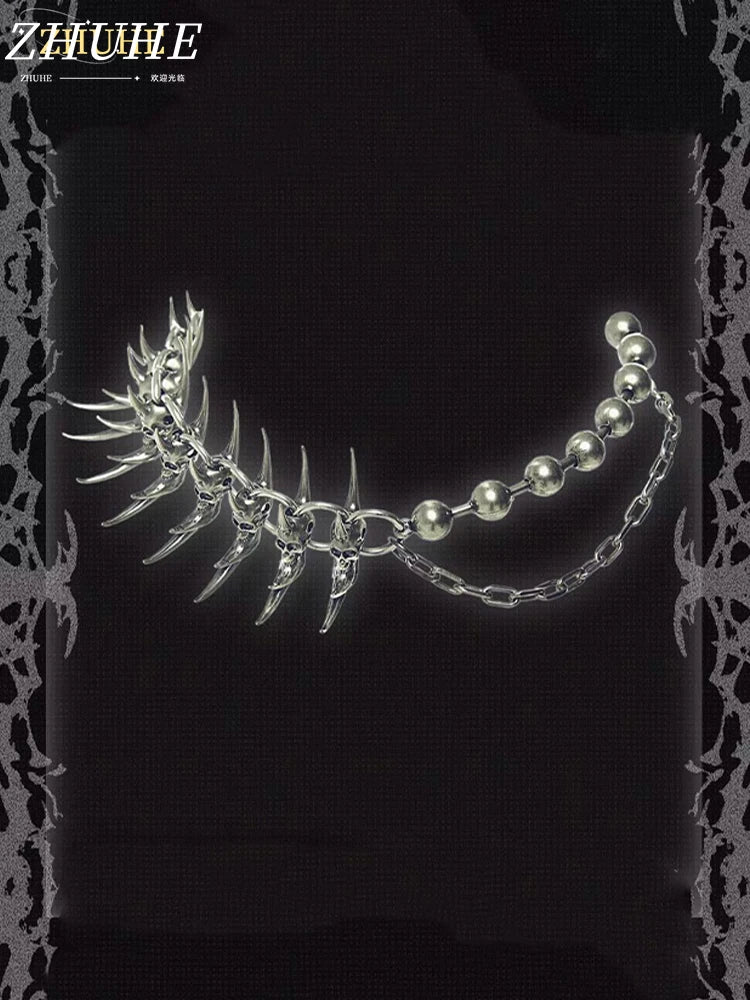 Alternative Copper Skull Thorn Choker - Jewelry Accessories for Women and Men, Spiked Pendant Necklace, Bold Unisex
