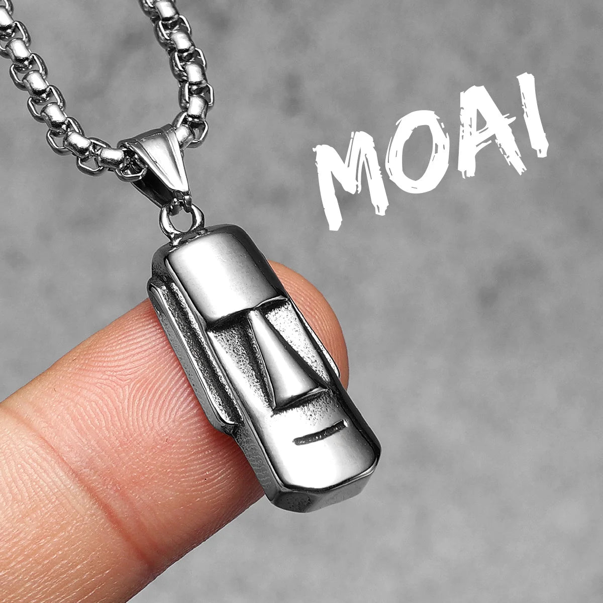Moai Statue Pendant Necklace — Stainless Steel