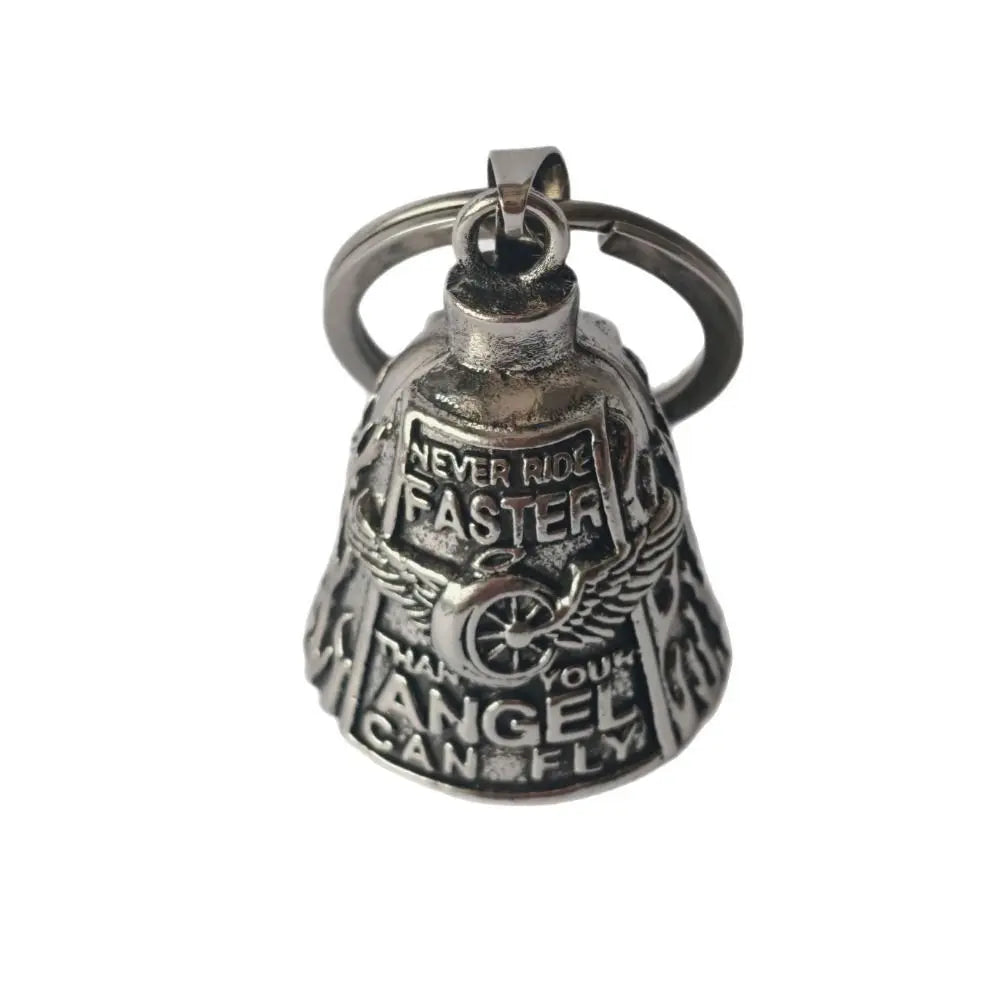 3D Design Motorcycle Guardian Bell Punk Style Wing Design Biker Good Luck Charm Alloy Retro Angel Pendant Bell Daily Wear