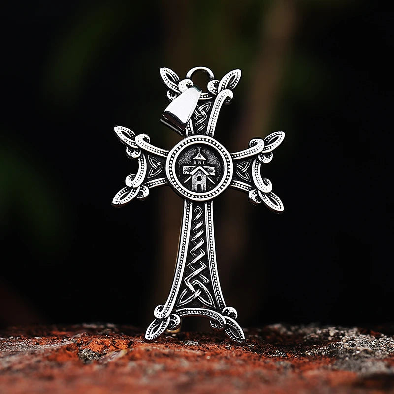 Fashion 316L Stainless Steel Armenian Orthodox Cross Pendant Necklace Party Chain Couples Jewelry Gifts For Man Women