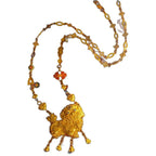 9999 24K real gold point diamond lion tassel necklace Chinese wind transfer lion dance woman necklace gift