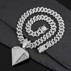 Iced Out Tapered CZ Cuban Chain Necklace — Zinc Alloy