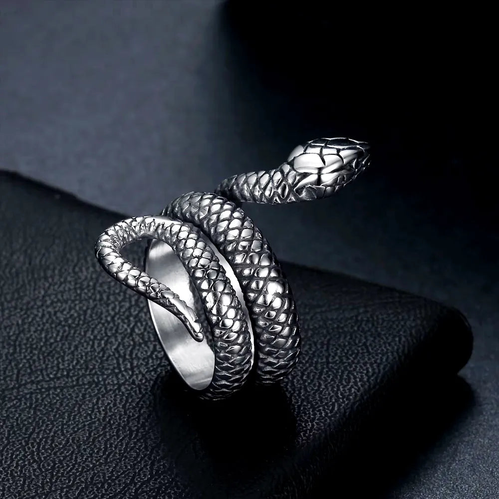 Vintage Coiled Snake Wrap Ring — Stainless Steel