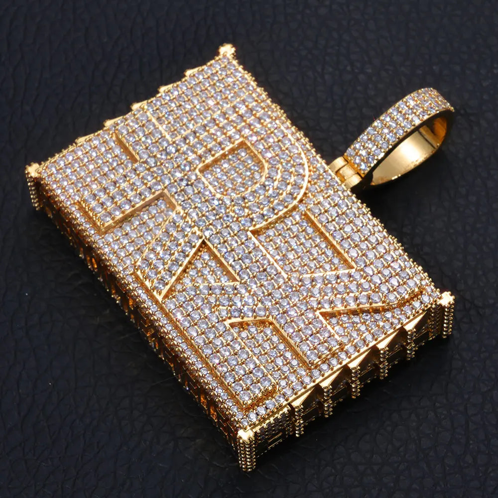 Iced Out Letter Pendant Square 2-Inch