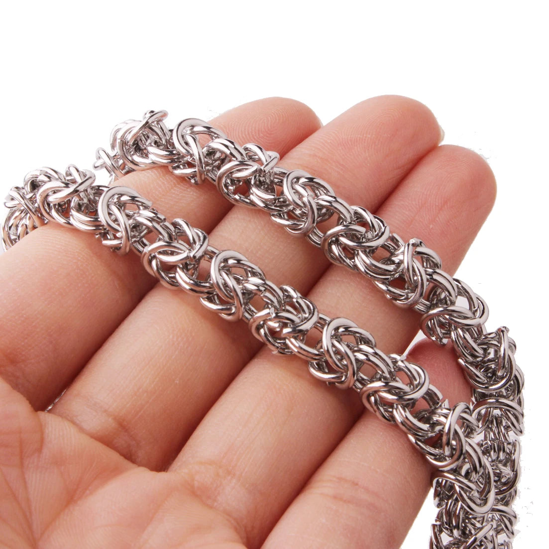 Fashion Men's Jewelry Trendy Stainless Steel Byzantine Chain Necklace Link Chain 7"-40" 6/8mm Free Choose Xmas Gift
