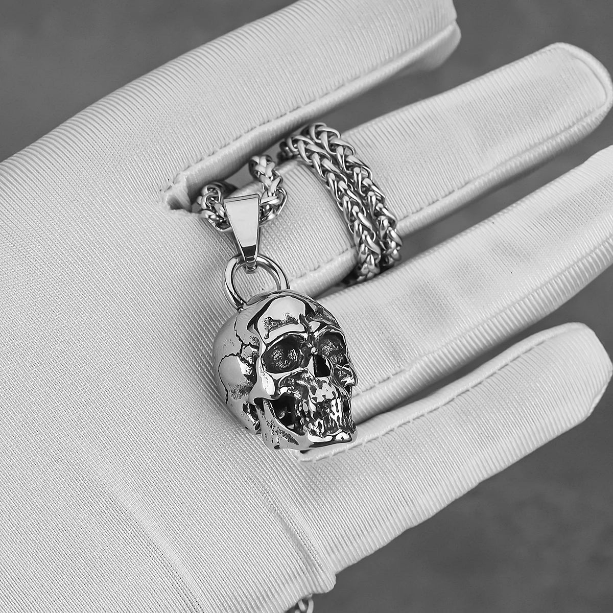 Gothic Skeleton Stainless Steel Pendant Necklace