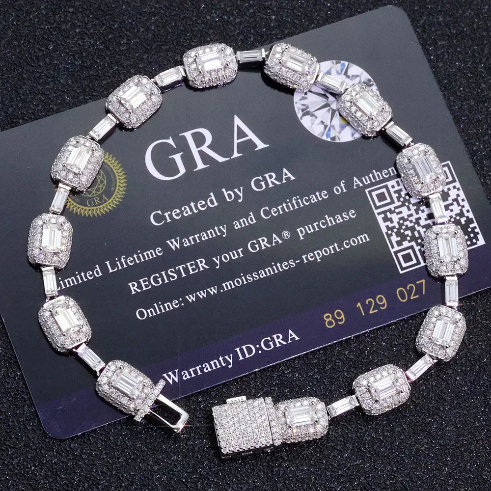 925 Silver VVS Moissanite Bracelet 7MM CZ