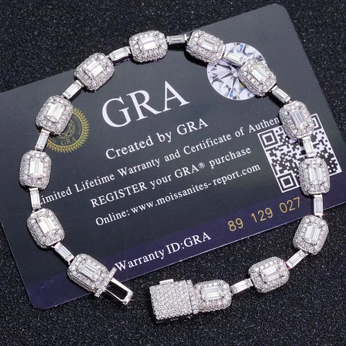 925 Silver VVS Moissanite Bracelet 7MM CZ