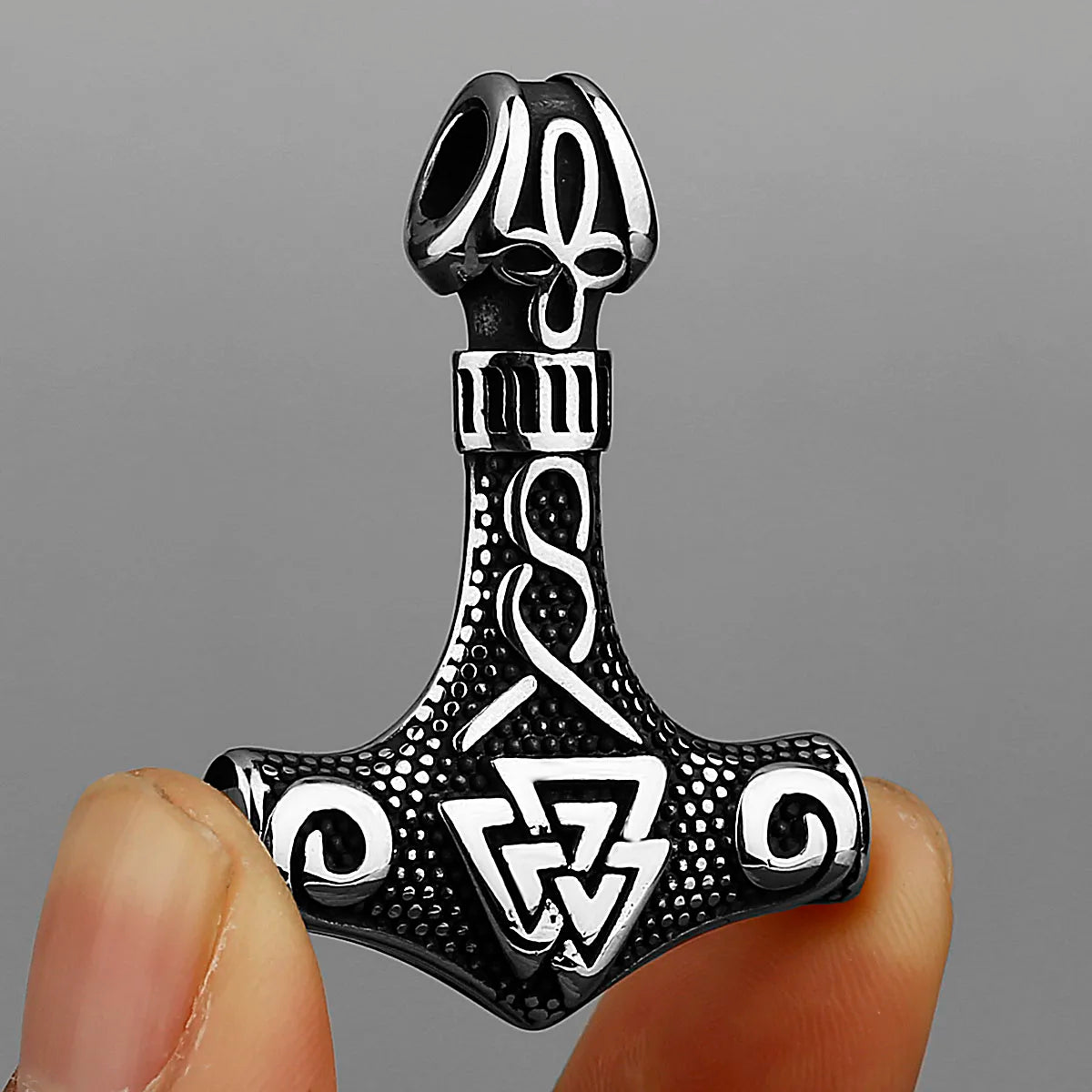 Viking Thor's Hammer Pendant Necklace Men's Vintage Nordic Jewelry Gift Stainless Steel Mixed Gold Color Rune Amulet
