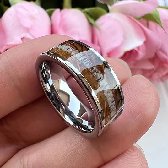 Red Personalized Couple Tungsten Carbide Ring with Spider Pattern Dome Edge,Comfortable Fit, Fashionable Daily Item,Wedding Ring