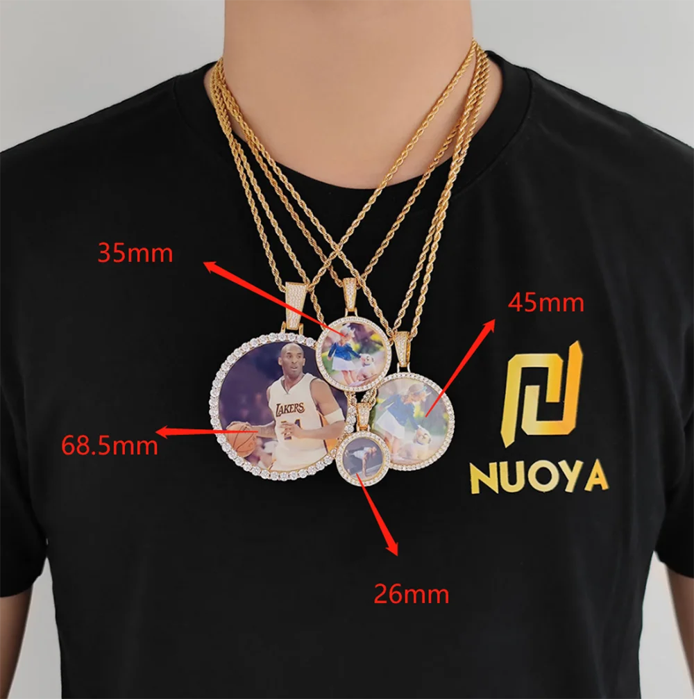 Iced Out Photo Pendant Necklace 35MM Circle