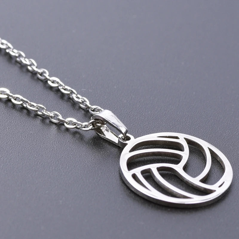 Sports Ball Charm Pendant Necklace — Steel