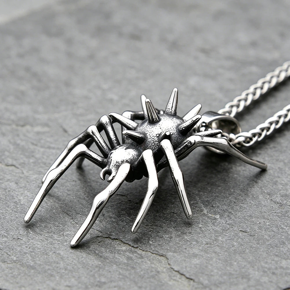 3D Vintage Spider Pendant Necklace for Men — Stainless Steel