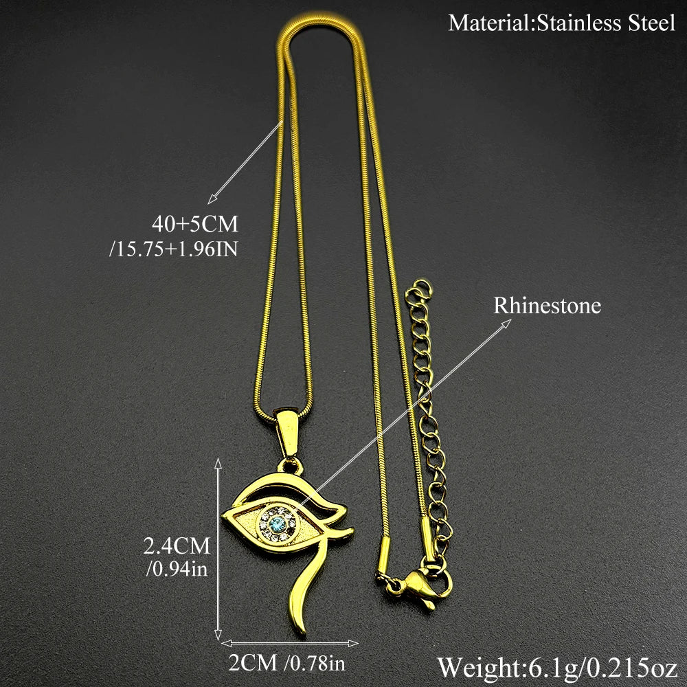 Eye of Horus Pendant Necklace — Stainless Steel