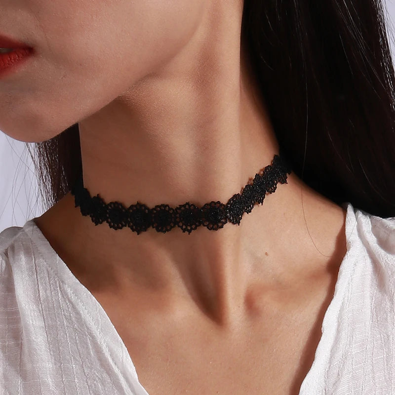 Aihua Gothic Crystsal Cross Pendant Black Velvet Necklace for Women Elegant Pearl Heart Choker Necklace Statement Jewelry