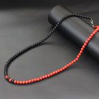 Stylish 6mm Stone Healing Necklace For Men 24 Inches Long Collar Stainless Steel Buckle Black White Yin Yang Bicolor