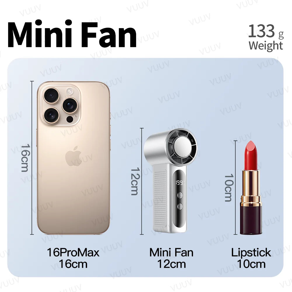 VUUV 2000mAh Portable Fan Rechargeable 5 Speed Mini Air Conditioner Small Fan Air Cooler with LED Digital Display