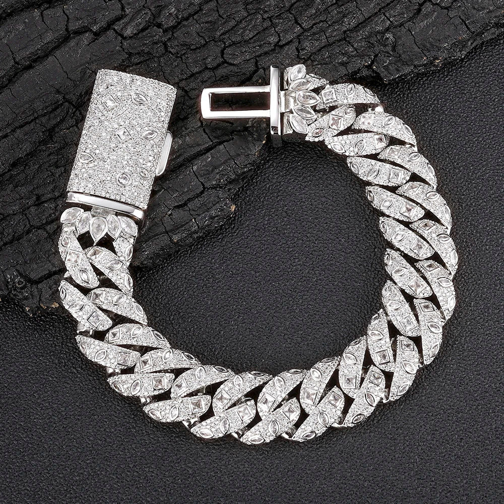 Chunky Iced Out Cuban Link Bracelet — 12mm Chain