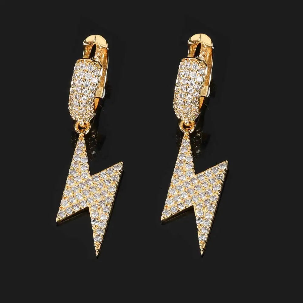 Iced Out Cross Lightning Stud Earrings