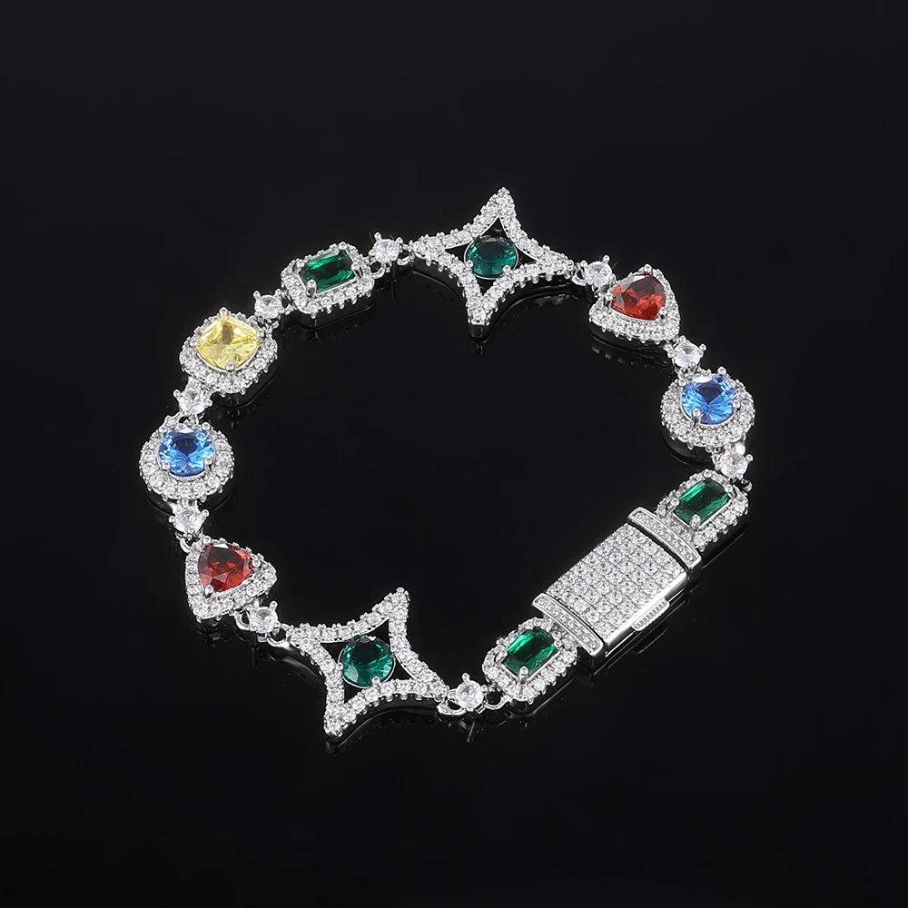 Iced Out Chain Necklace Stainless Steel Multicolor