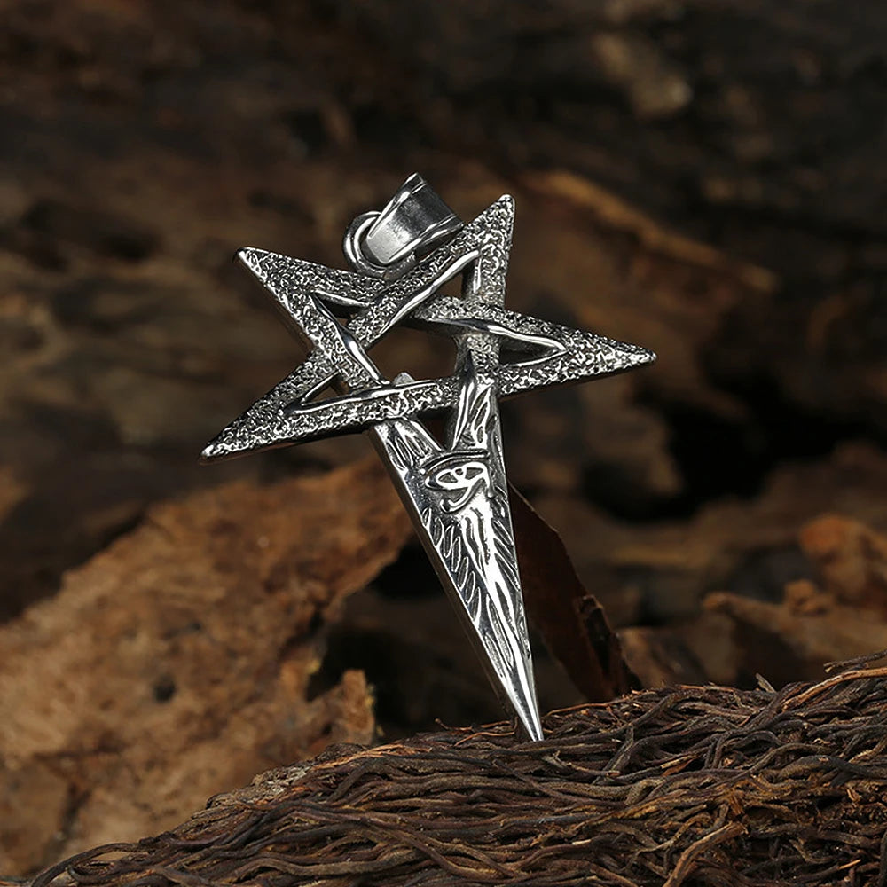 Devil Eye Pentagram Pendant Necklace — Stainless Steel